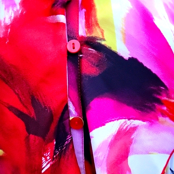 NEW Cato Accordion Pleat, Abstract Print Top with Ruffle Front - Picture 7 of 17